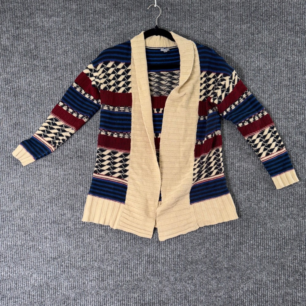 Charlotte Russe Womens M Cardigan Sweater Striped Geometric Y2K Boho Grandpacore